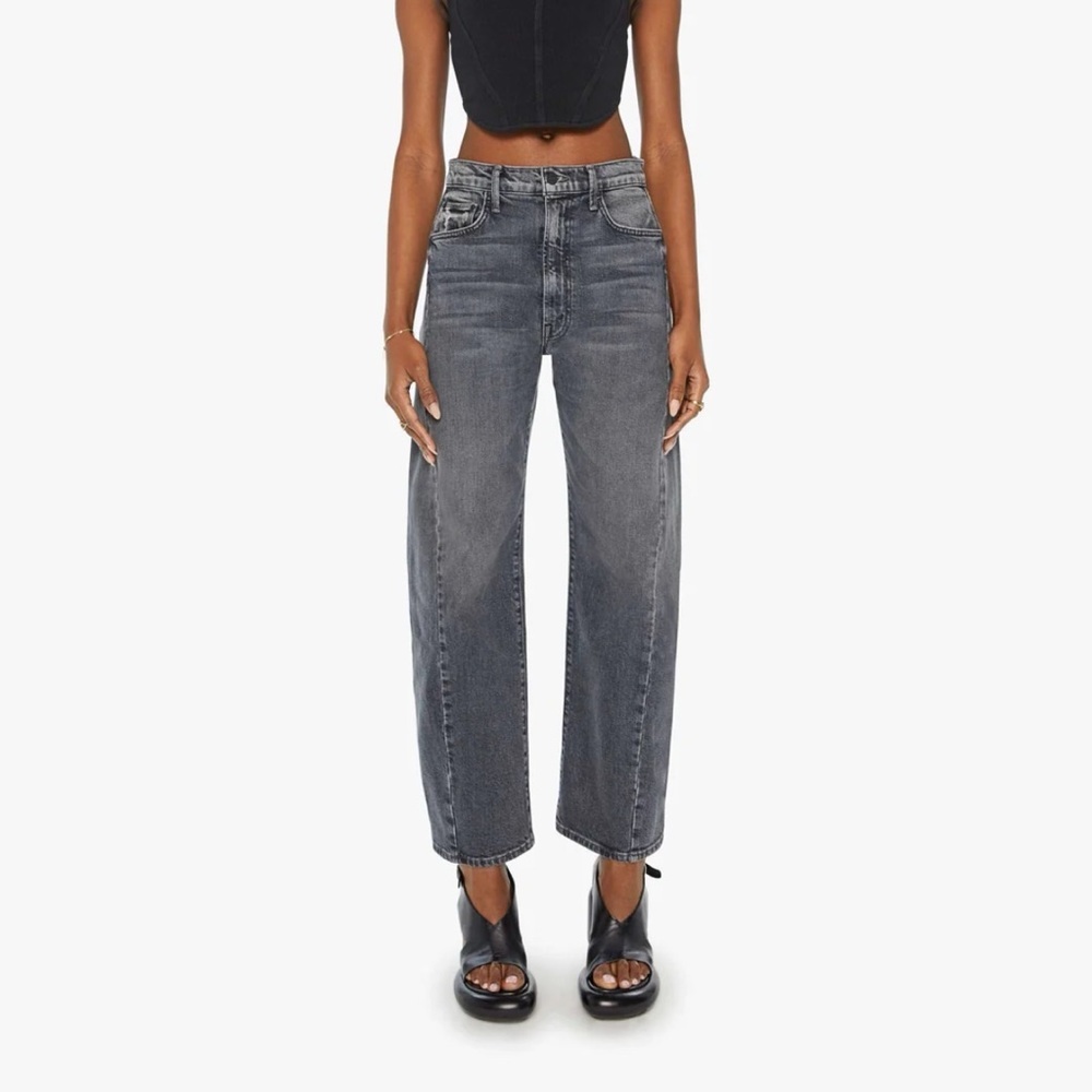 MOTHER Superior The Half Pipe Flood Barrel Jeans Outta Sight Black 25